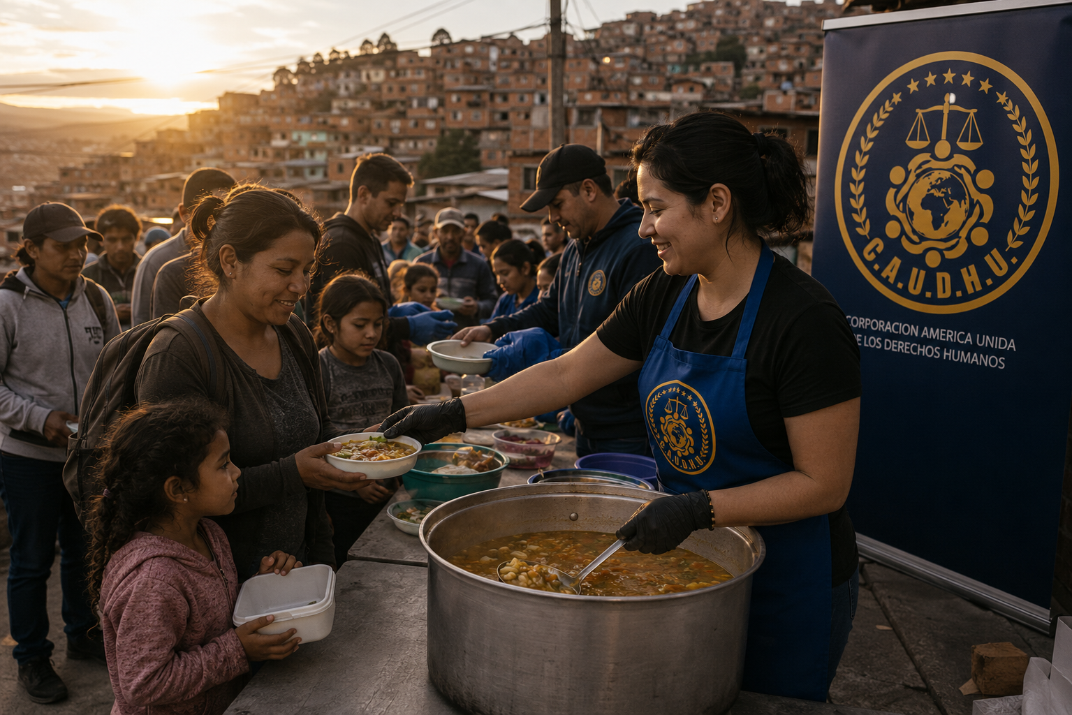 Olla comunitaria y entrega de mercados de C.A.U.D.H U. en Bogotá