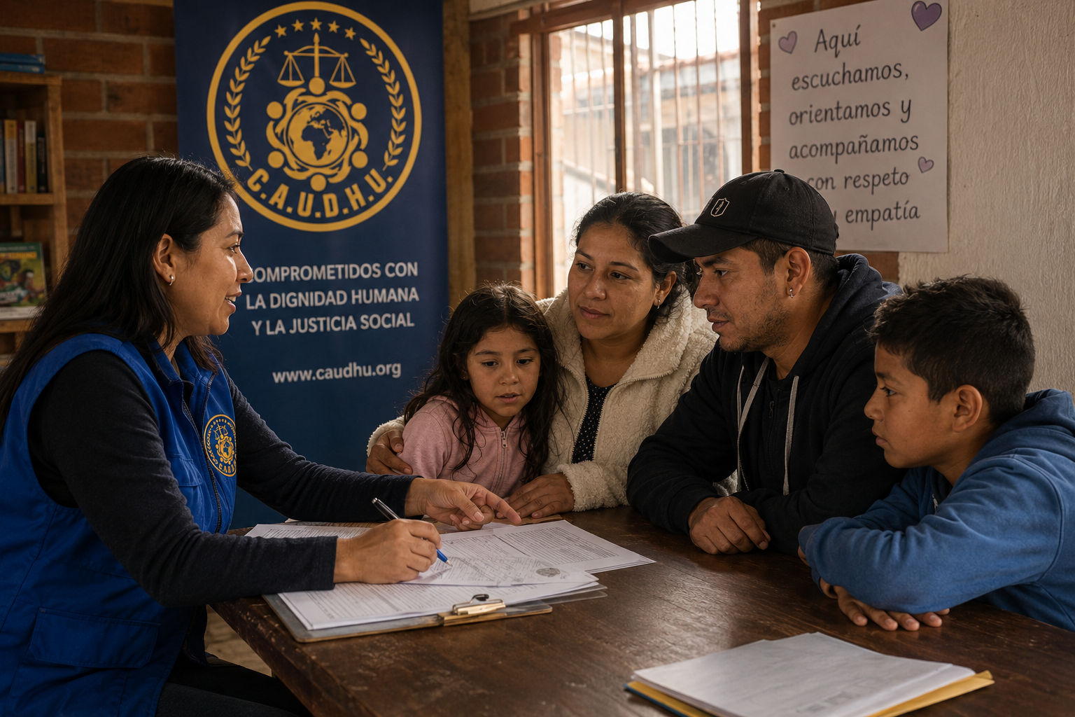 Orientación en derechos humanos de C.A.U.D.H U. a una familia en Bogotá