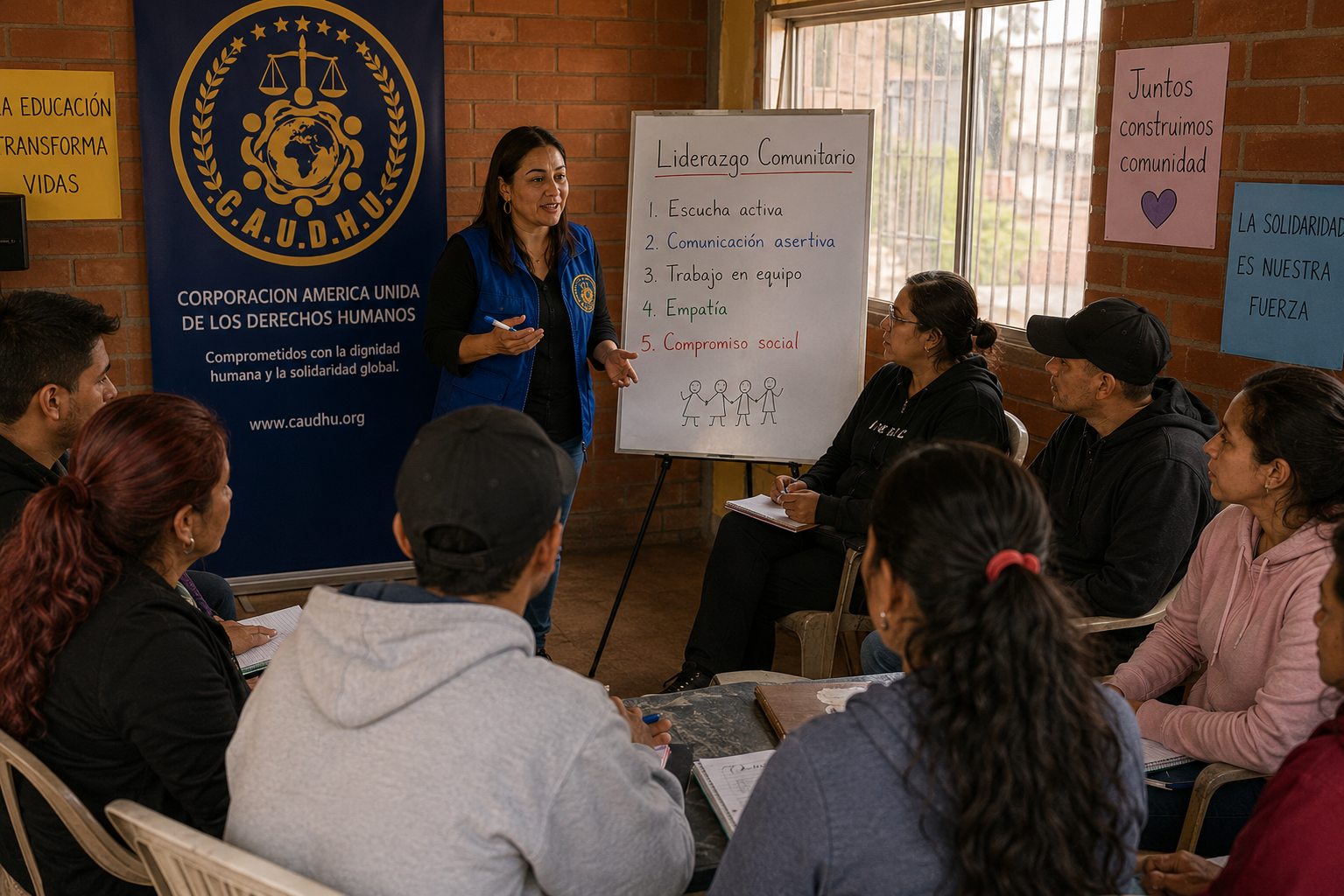 Taller de formación de C.A.U.D.H U. con jóvenes y adultos en Bogotá