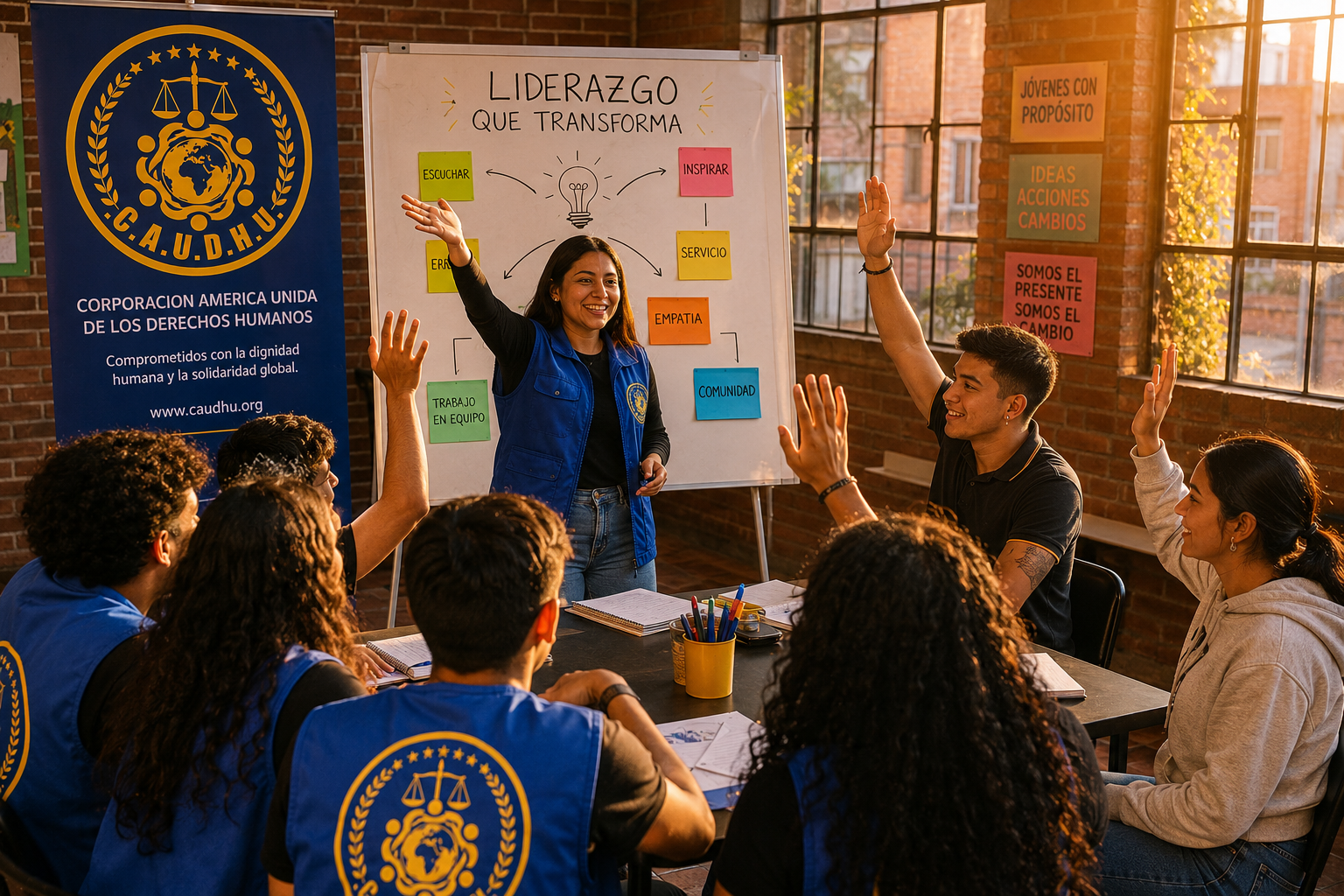 Taller de liderazgo social de C.A.U.D.H U. con jóvenes en Bogotá